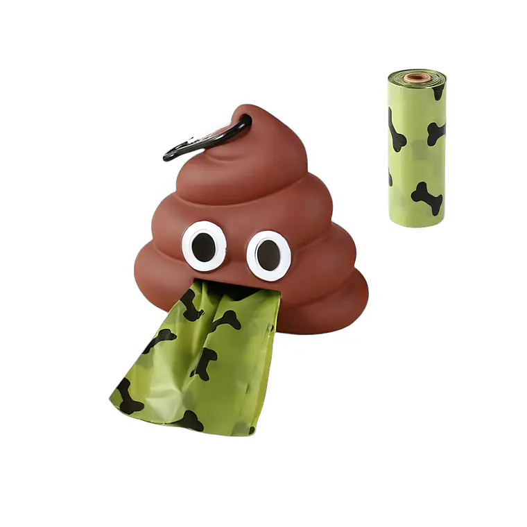 Dispensador de Bolsas Sanitarias Forma de Emoji + 1 Rollo de Bolsas 1