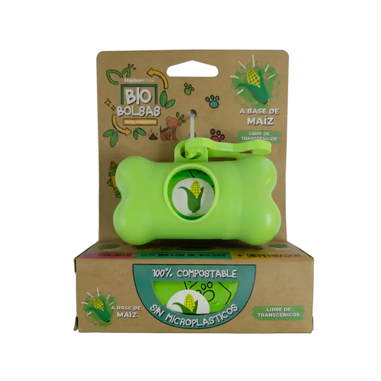 Dispensador de Bolsas Sanitarias + 2 Rollo de 15 Bolsas Biodegrable 1