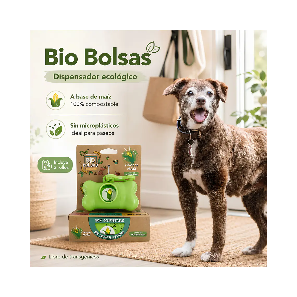 Dispensador de Bolsas Sanitarias + 2 Rollo de 15 Bolsas Biodegrable 2