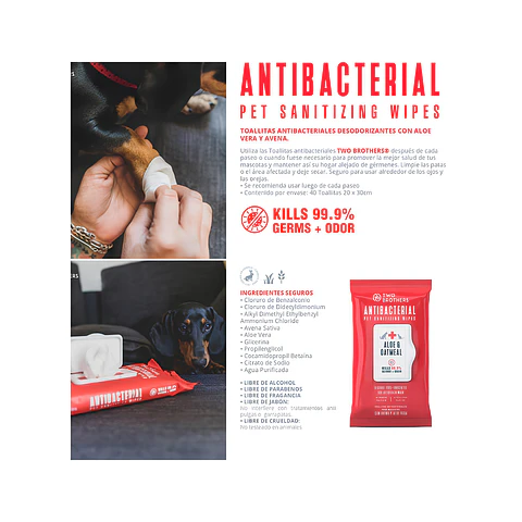 Toallas Humeda Anti Bacterial Two Brothers - 40u