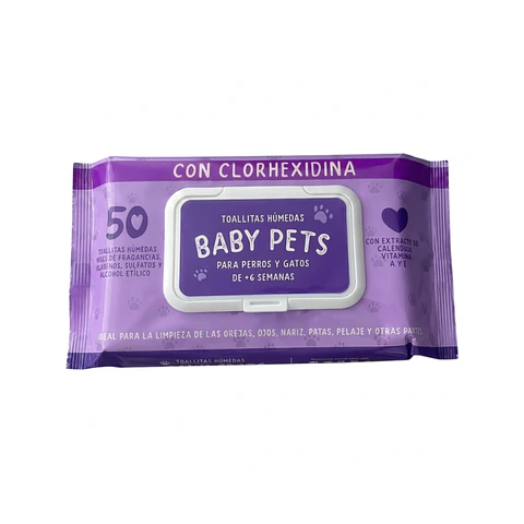 Toallas Humedas Baby Pets Con Clorhexidina - 50u