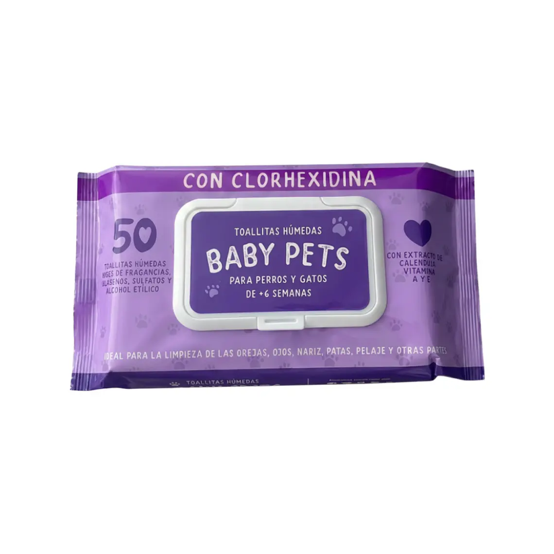 Toallas Humedas Baby Pets Con Clorhexidina - 50u 1