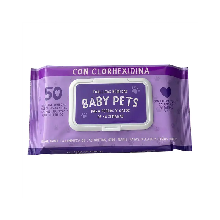 Toallas Humedas Baby Pets Con Clorhexidina - 50u 1