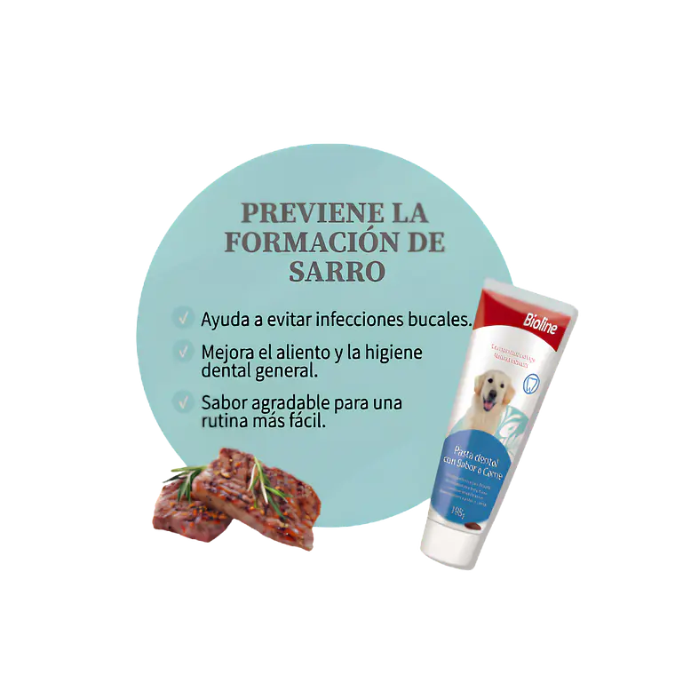 Pasta Dental Bioline Para Perros Sabor Carne - 100gr 2