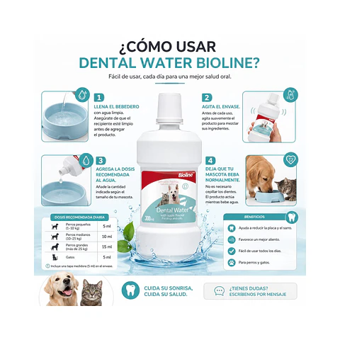 Dental Water Bioline para Perros y Gatos - 300ml