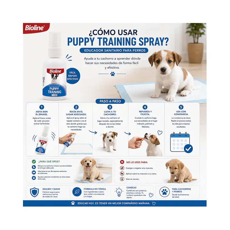 Spray Bioline Puppy Trainer Educador Sanitario - 50ml 2