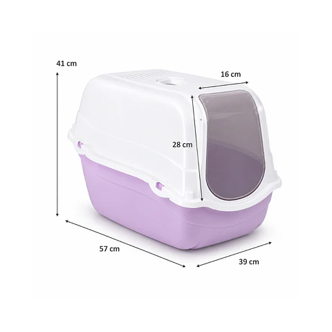 Baño Cerrado Para Gatos Romeo Color Lila + Filtro de Carbón