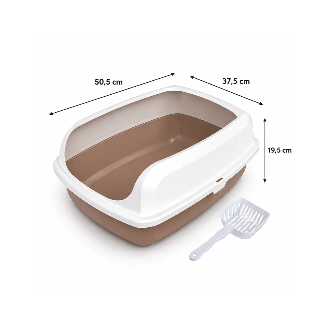 Arenero con Bordes para Gatos Tamaño L + Pala Sanitaria 1