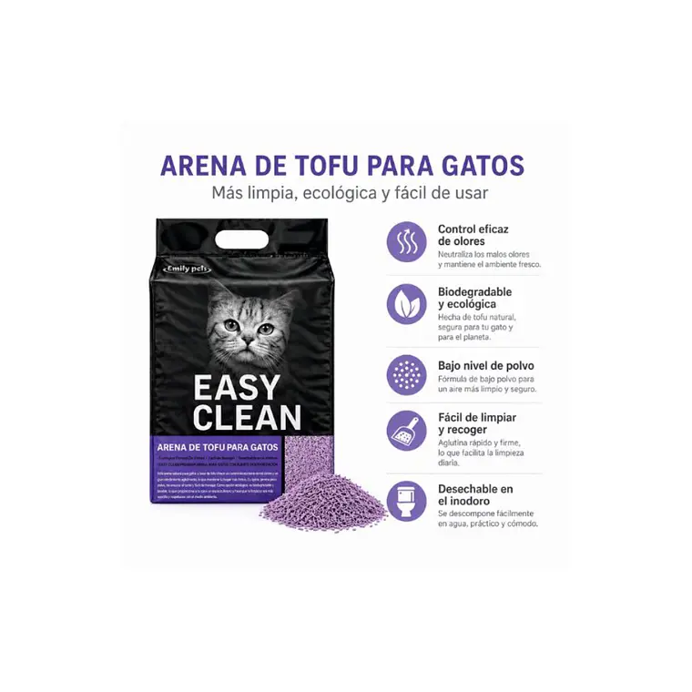Arena Sanitaria Tofu Aroma Lavanda Easy Clean - 2kg 1
