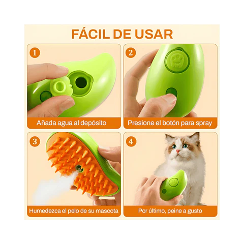 Peine para Mascotas con Rociador Cargador USB Fluffy Pets
