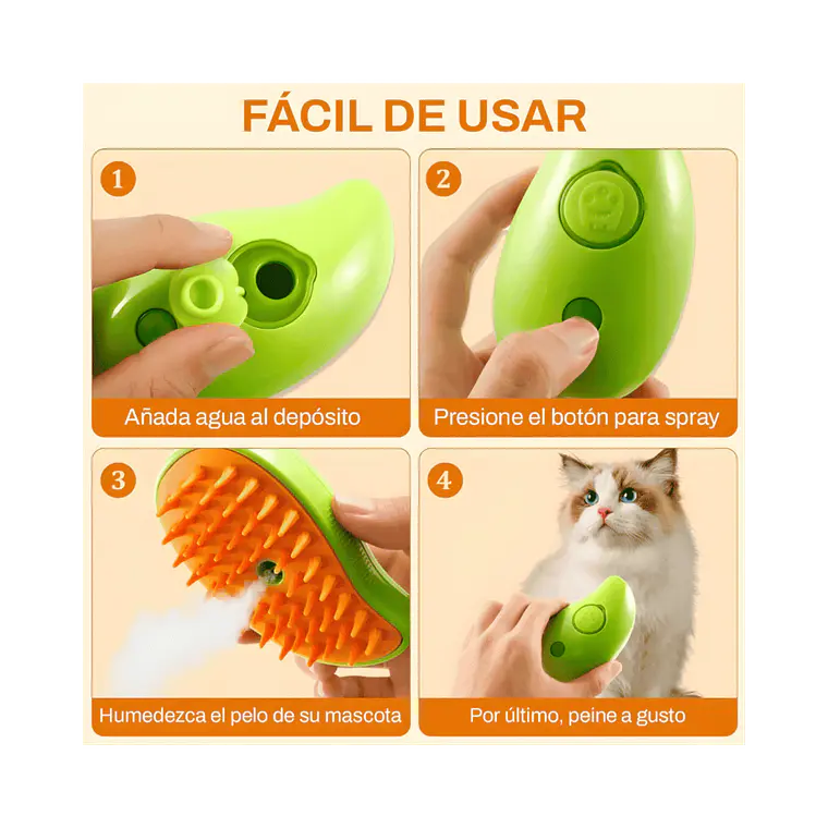 Peine para Mascotas con Rociador Cargador USB Fluffy Pets 2