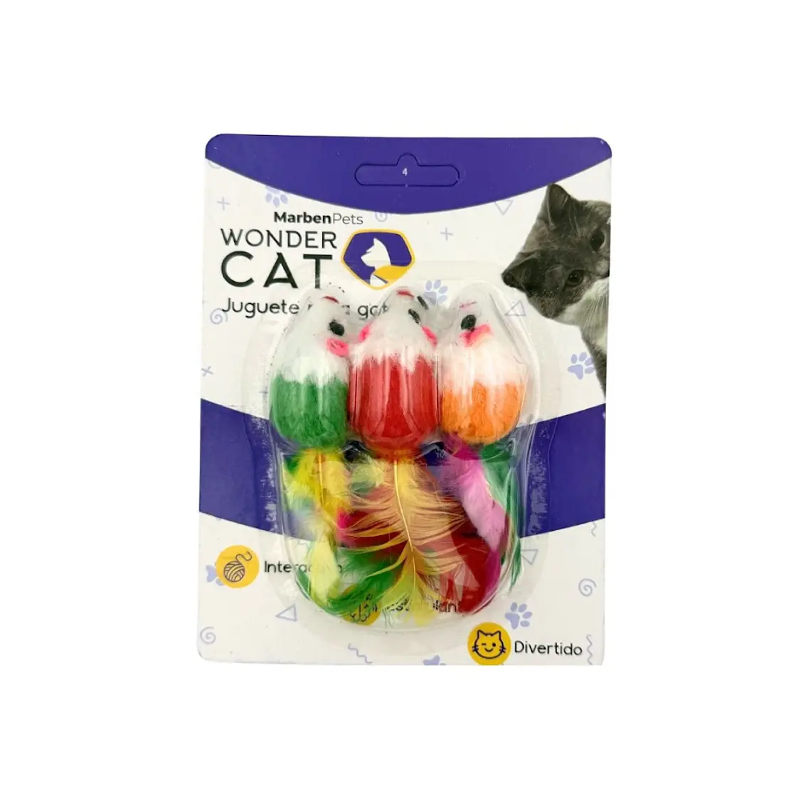 Set 3 Ratones con Plumas Wonder Cat 1