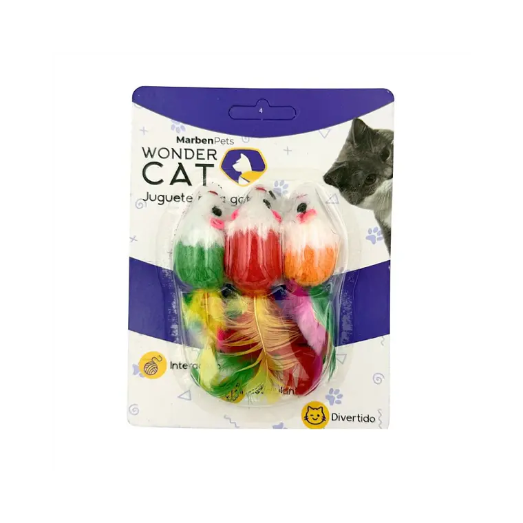 Set 3 Ratones con Plumas Wonder Cat 1