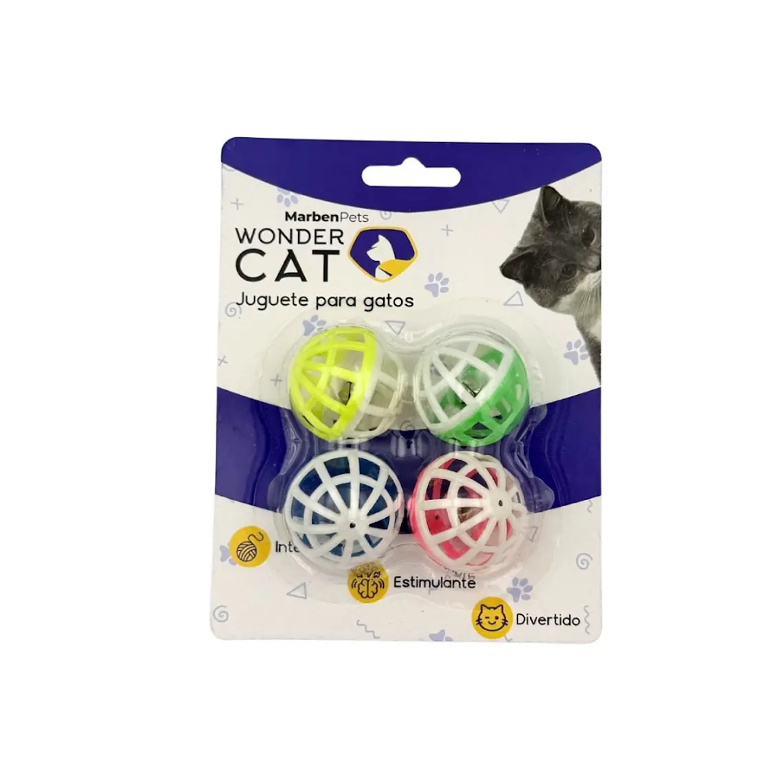 Set 4 Pelotas Plasticas con Cascabel Wonder Cat 1