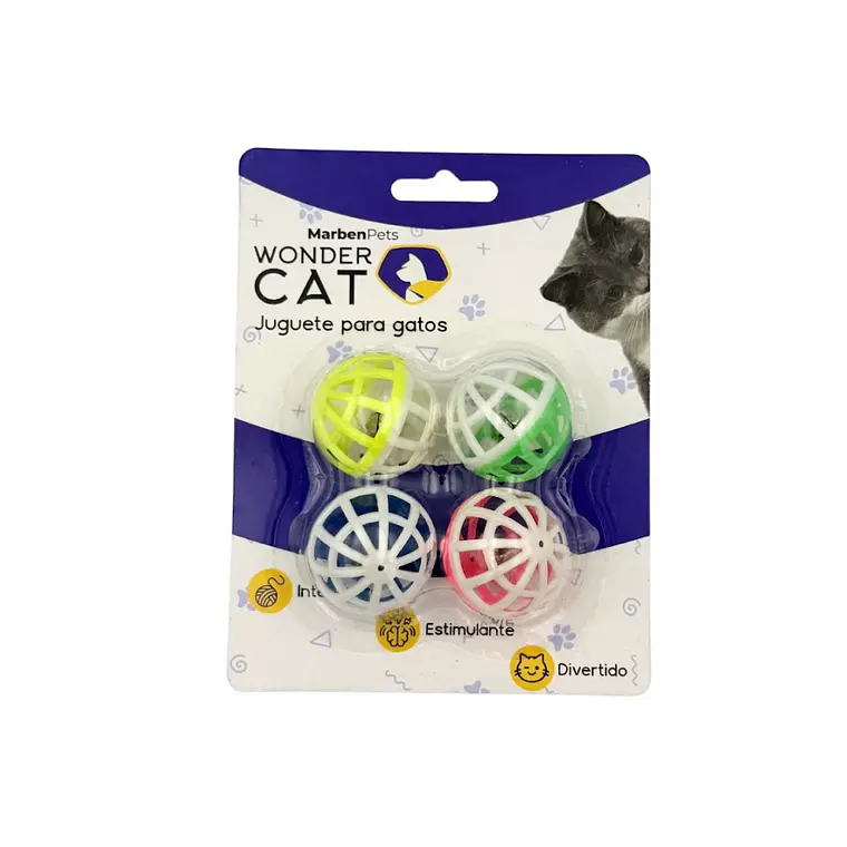 Set 4 Pelotas Plasticas con Cascabel Wonder Cat 1