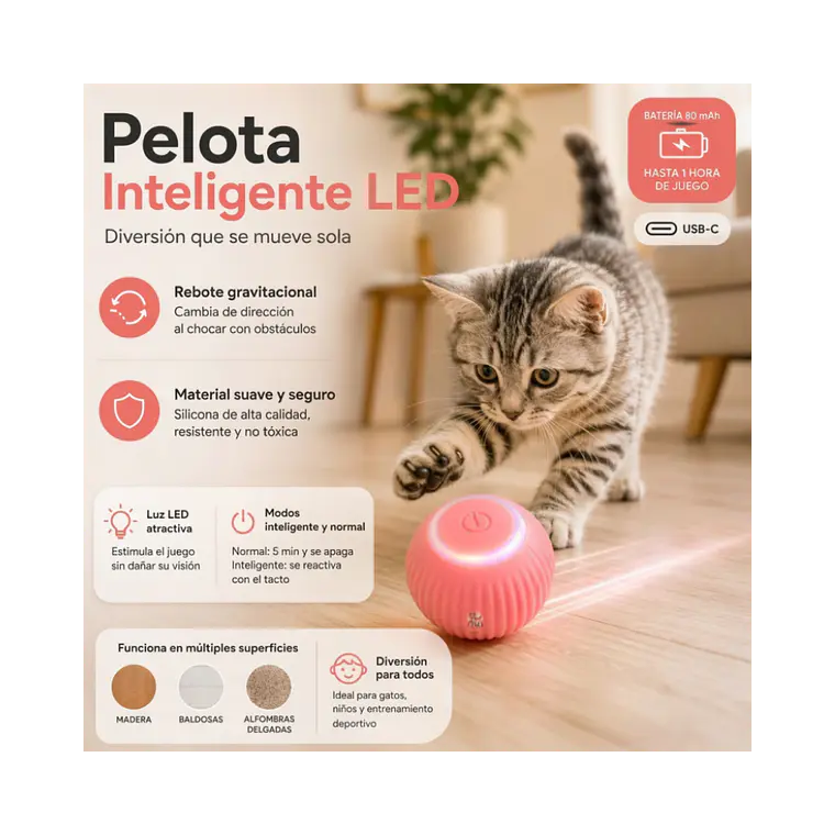 Pelota Giratoria Automatica Recargable USB 2