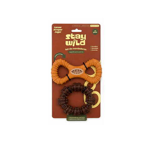 Set 2  Mordedores de Fibra de Bambu Stay Wild