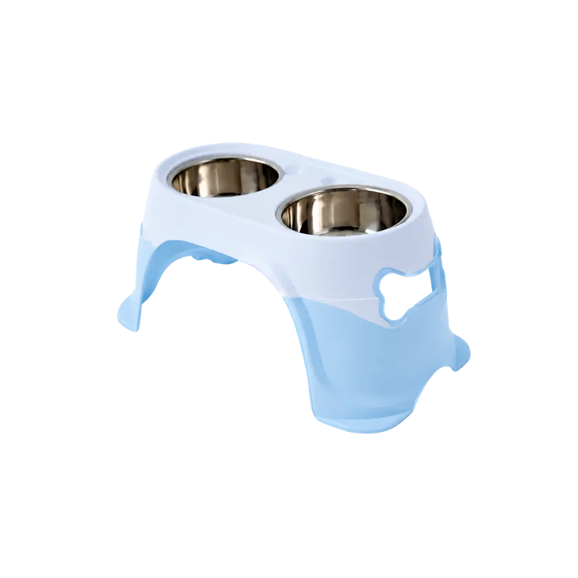 Comedero Doble en Altura Grande con Plato Acero Inoxidable - Azul XDB-005A 1