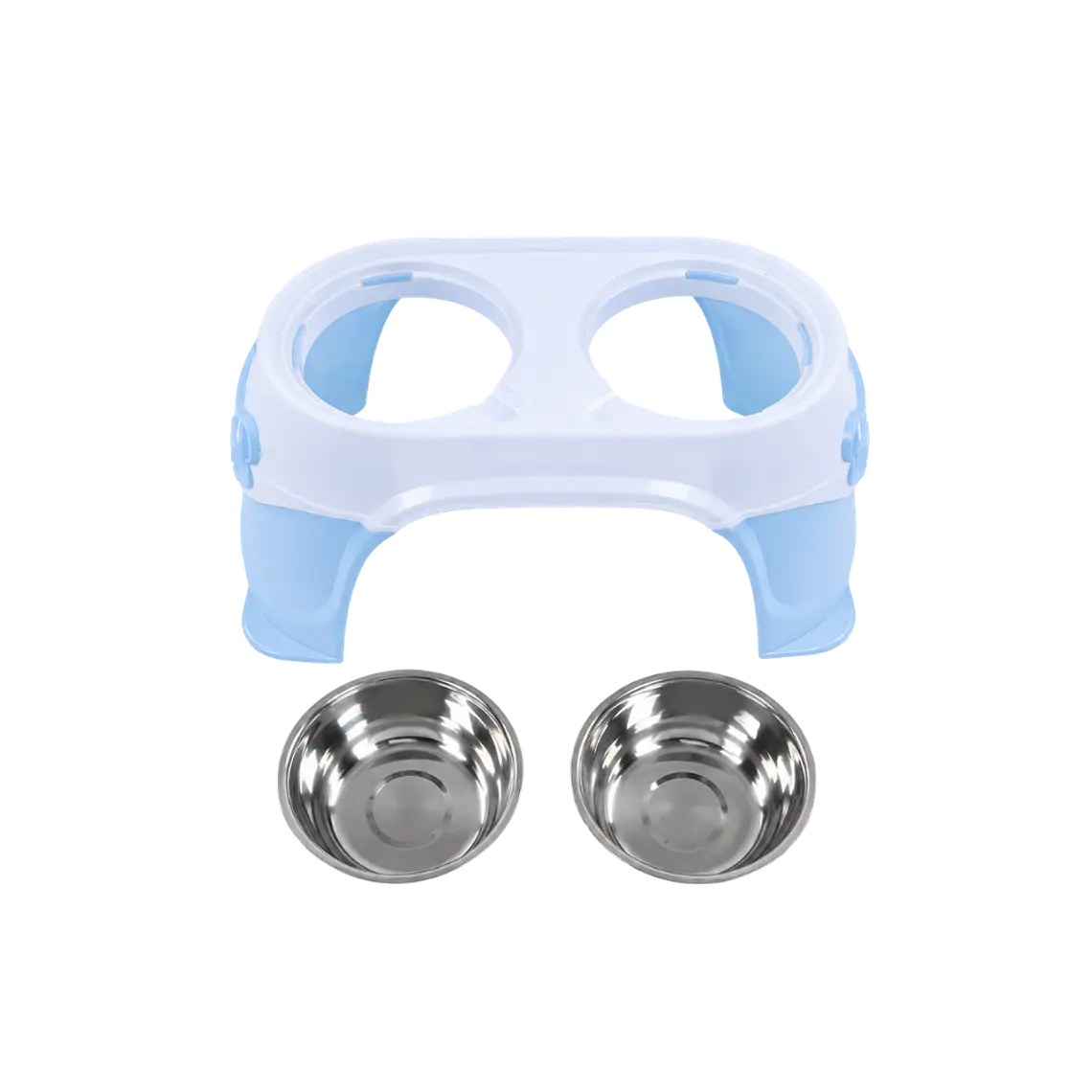 Comedero Doble en Altura Grande con Plato Acero Inoxidable - Azul XDB-005A 2