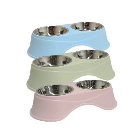 Comedero Doble en Altura con Plato Acero Inoxidable - TQ135-1
