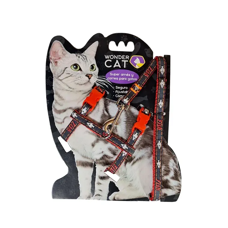 Correa + Arnés para Gatos Diseño Jeans - CL02 1