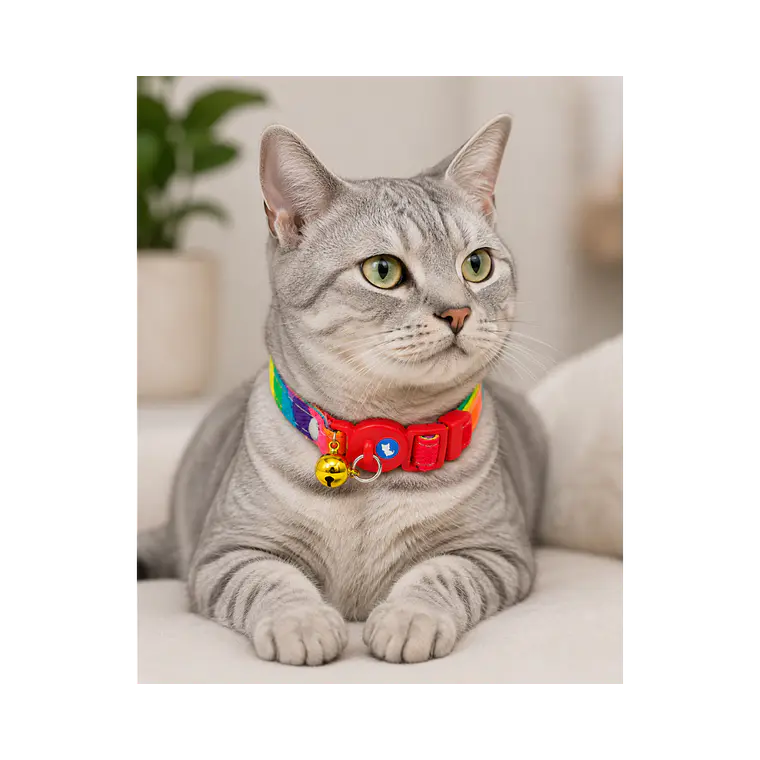 Collar Para Gatos Anti Ahorque Diseño Arcoiris 20-32 cm - YL103898 3