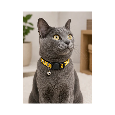 Collar Para Gatos Anti Ahorque Diseño Pajaritos 18-28cm - VM009