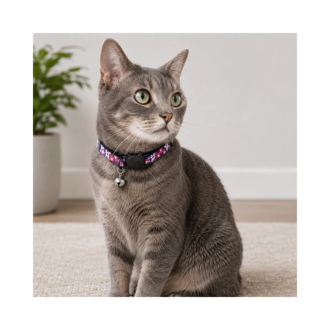 Collar Para Gatos Anti Ahorque Diseño Flor 18-28 cm - VM019