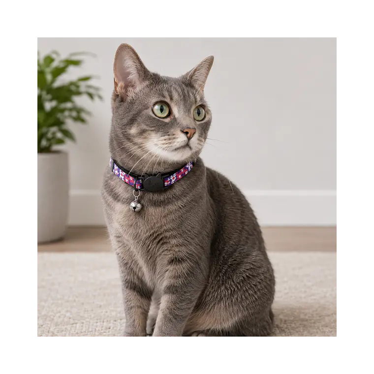 Collar Para Gatos Anti Ahorque Diseño Flor 18-28 cm - VM019 2