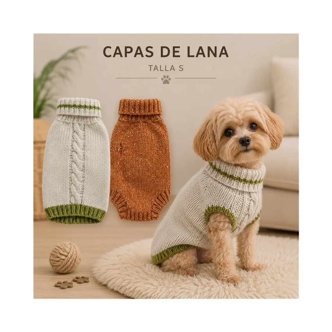 Capa de Lana Para Mascotas Talla S 1