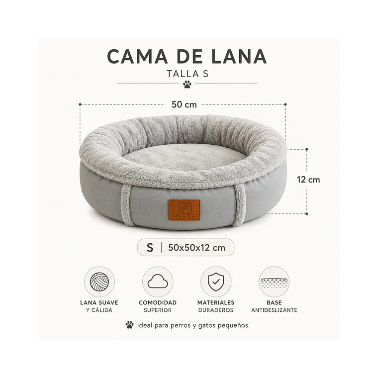 Cama Acolchada Circular Gris Pequeña - QS-YW2393S 2
