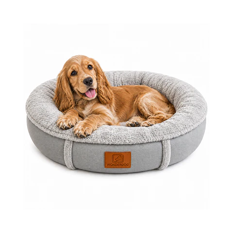 Cama Acolchada Circular Gris Mediana - QS-YW2393M