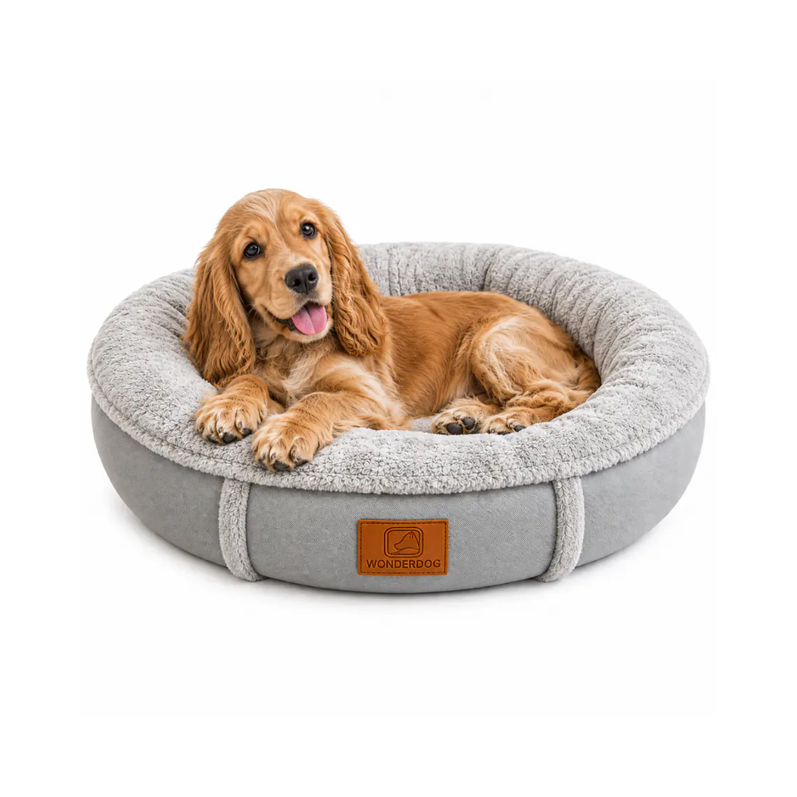 Cama Acolchada Circular Gris Mediana - QS-YW2393M 1