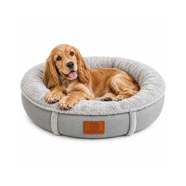 Cama Acolchada Circular Gris Mediana - QS-YW2393M 1