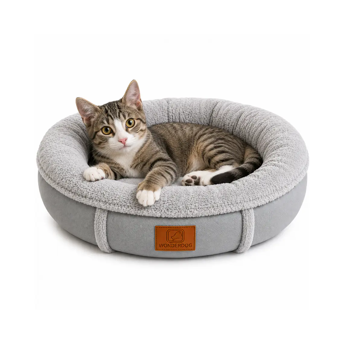 Cama Acolchada Circular Gris Mediana - QS-YW2393M 3