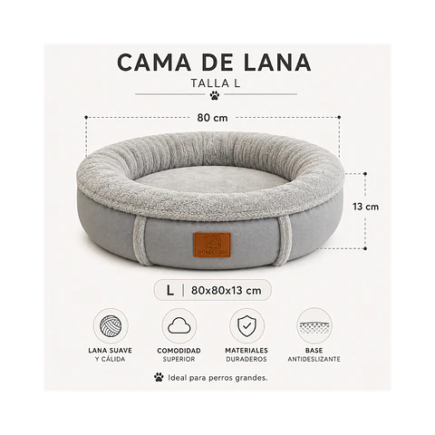 Cama Acolchada Circular Gris Grande - QS-YW2393L