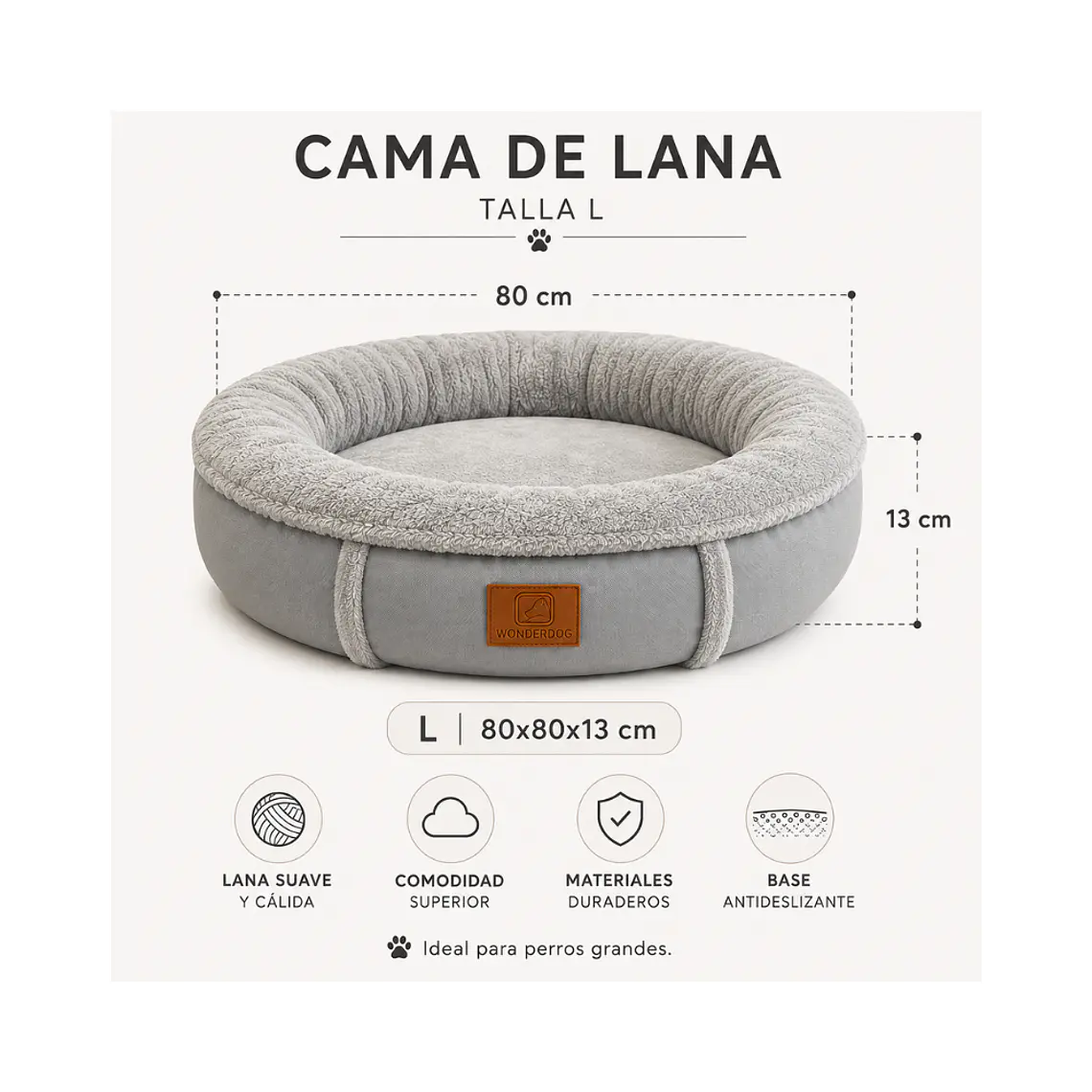 Cama Acolchada Circular Gris Grande - QS-YW2393L 2