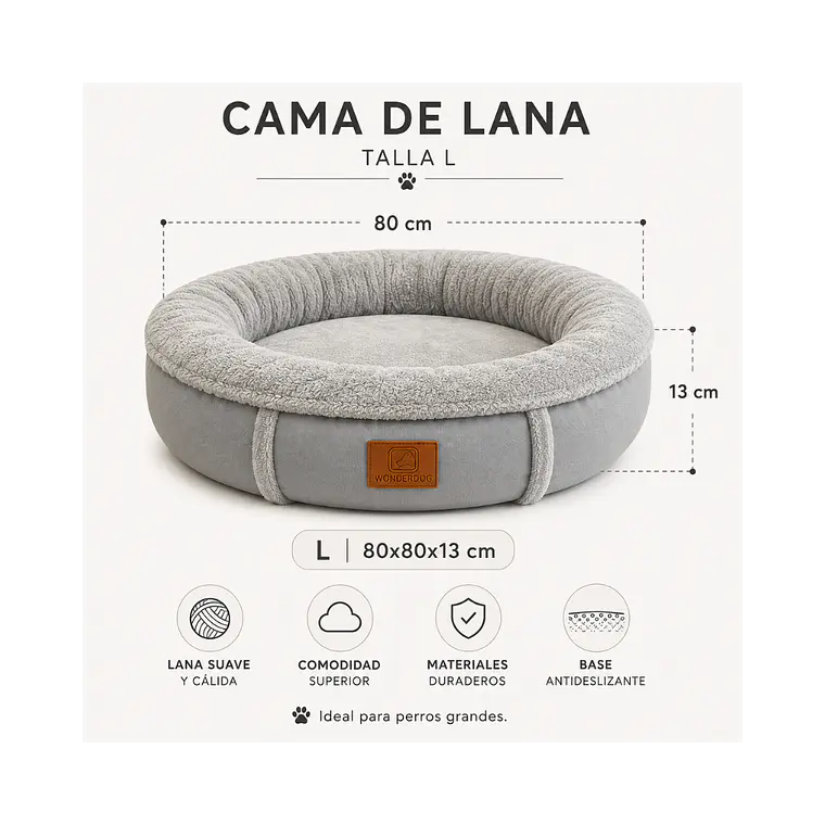 Cama Acolchada Circular Gris Grande - QS-YW2393L 2