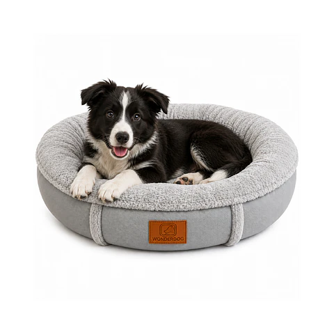 Cama Acolchada Circular Gris Grande - QS-YW2393L