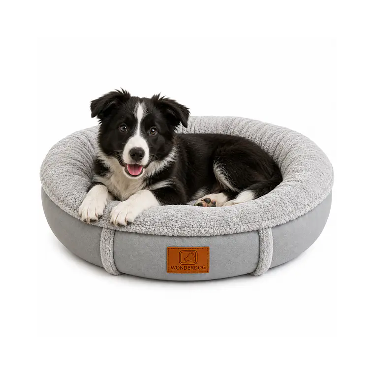Cama Acolchada Circular Gris Grande - QS-YW2393L 1
