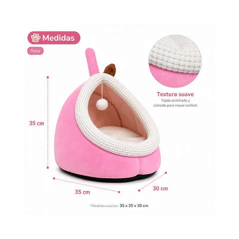 Cueva Pequeña Para Mascotas Color Rosado - QS-MW2360-P
