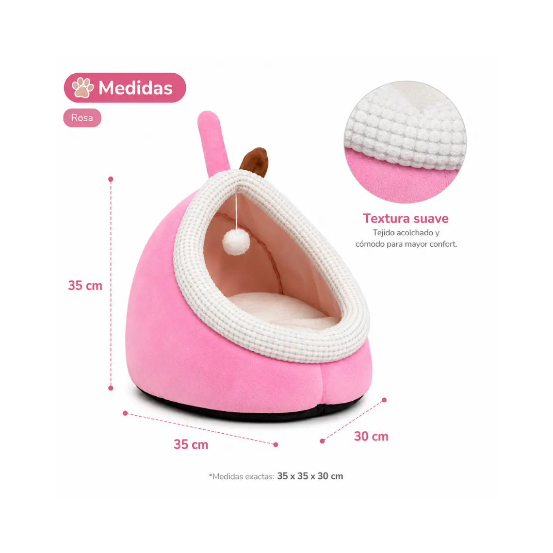 Cueva Pequeña Para Mascotas Color Rosado - QS-MW2360-P 1