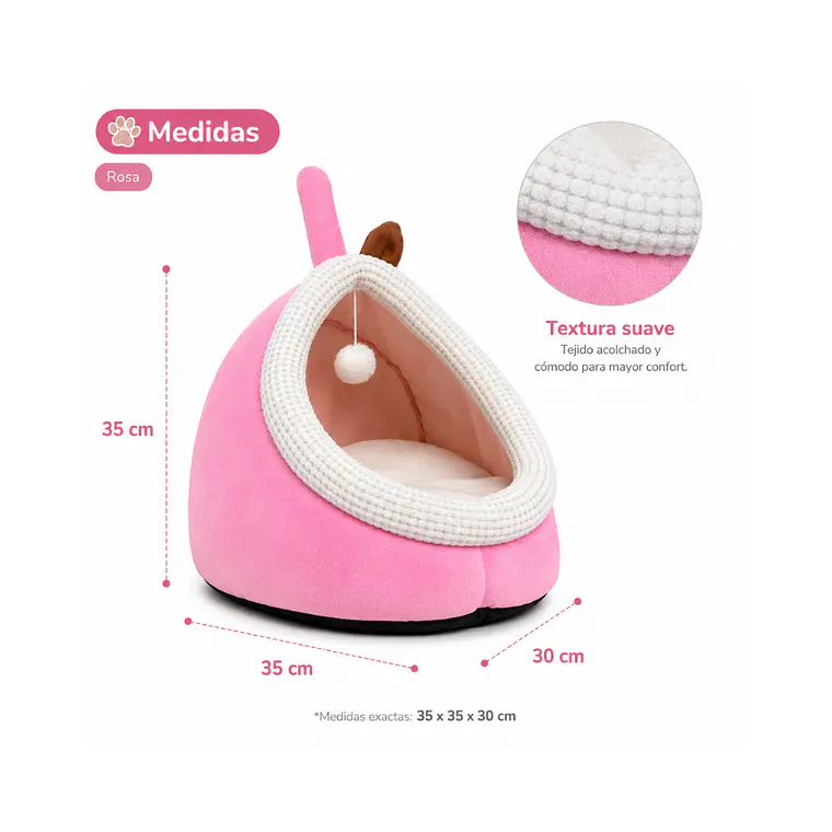 Cueva Pequeña Para Mascotas Color Rosado - QS-MW2360-P 1