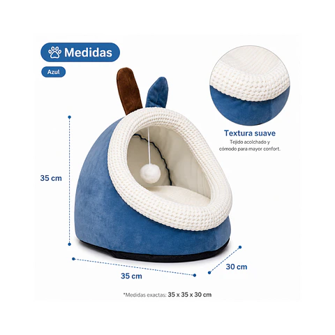 Cueva Pequeña Para Mascotas Color Azul - QS-MW2360-B