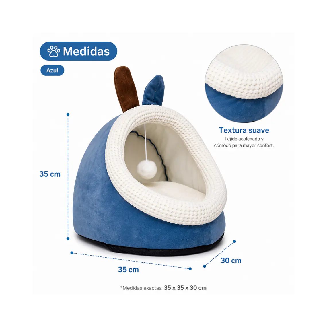 Cueva Pequeña Para Mascotas Color Azul - QS-MW2360-B 1