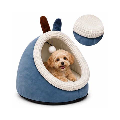 Cueva Pequeña Para Mascotas Color Azul - QS-MW2360-B