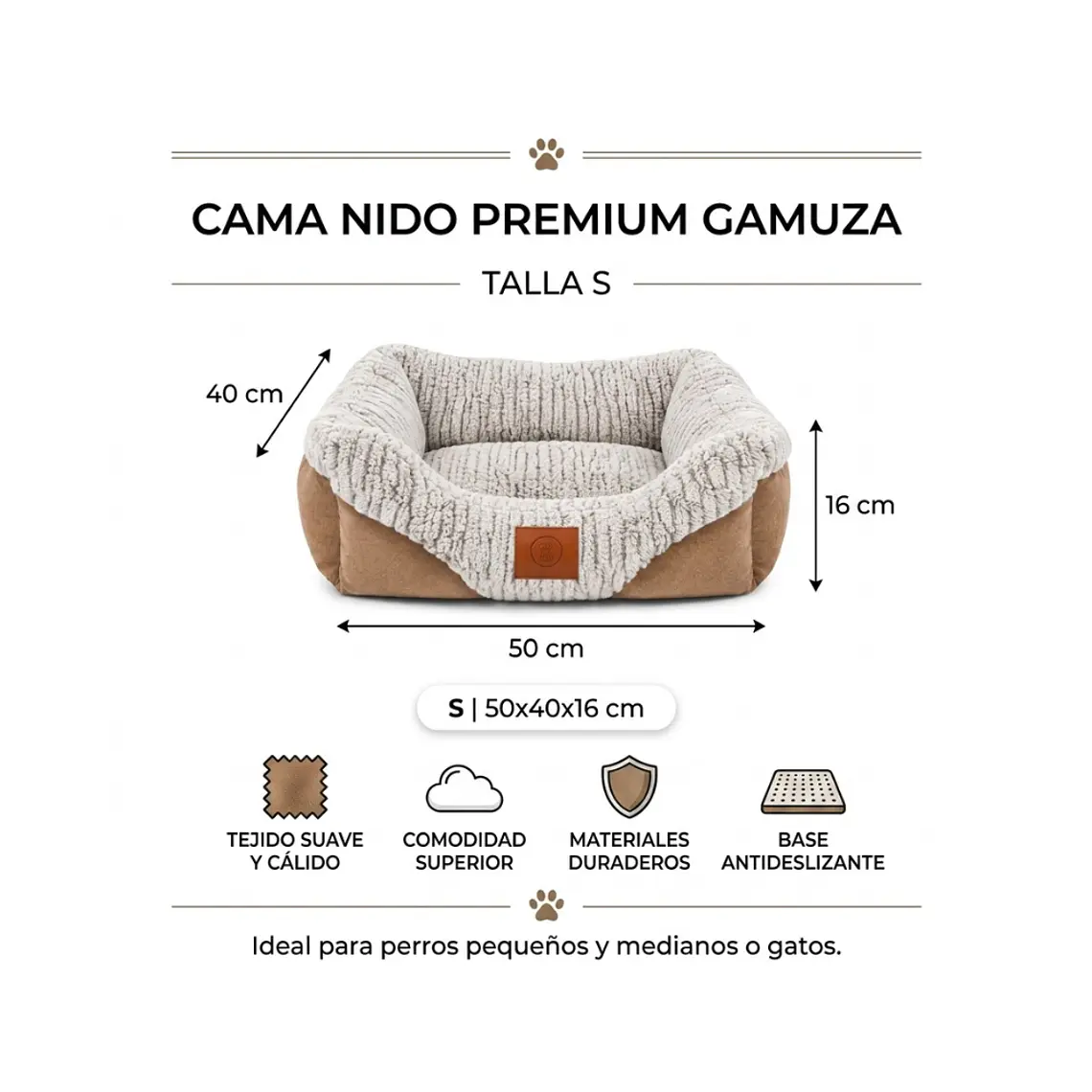 Cama Acolchada Cafe-Gris Pequeña - QS-FW2218S 2
