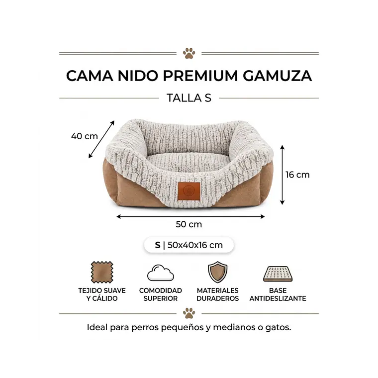 Cama Acolchada Cafe-Gris Pequeña - QS-FW2218S 2