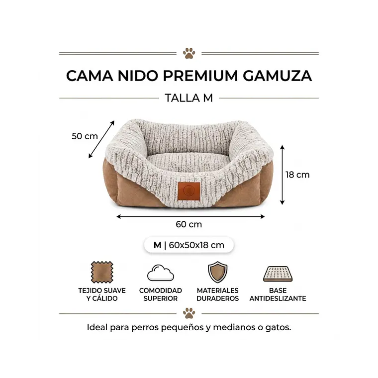 Cama Acolchada Cafe-Gris Mediana - QS-FW2218M 2
