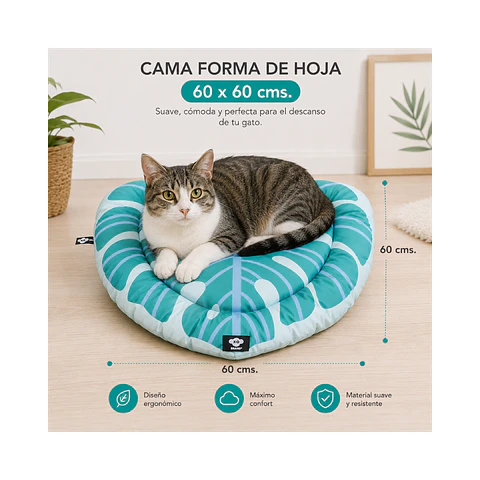 Cama Acolchada Forma de Hoja 60 x 60 cm - YF110667